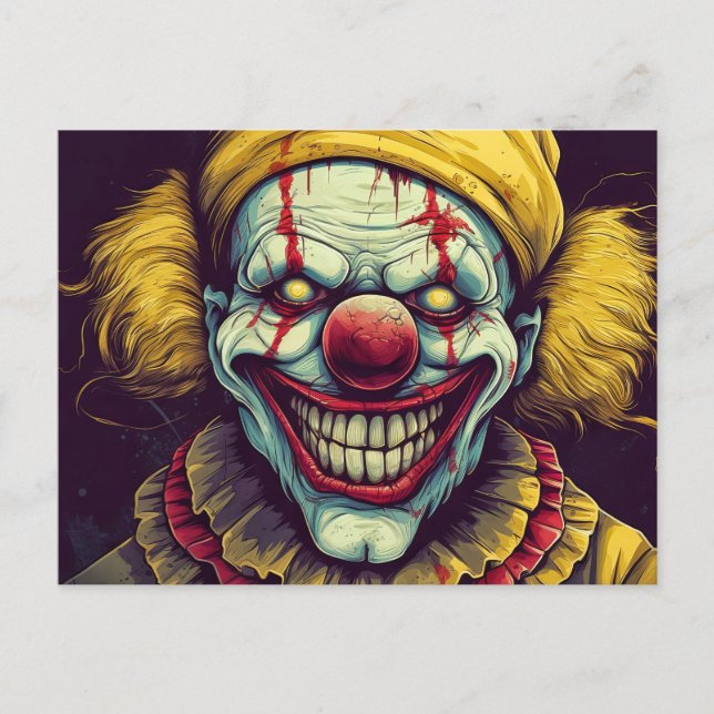 Carte Postale Illustration clown du cirque Funhouse Crazy (Devant)