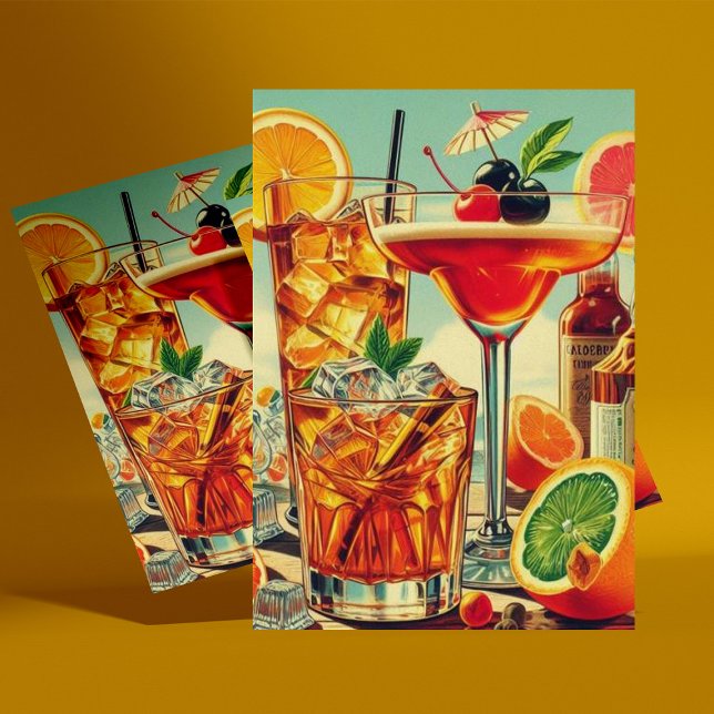 Carte Postale Illustration Coktail vintage (Créateur téléchargé)