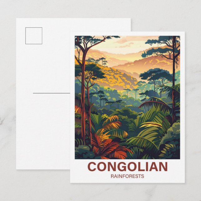 Carte Postale Illustration Congolian Rainforest Voyage (Devant / Derrière)