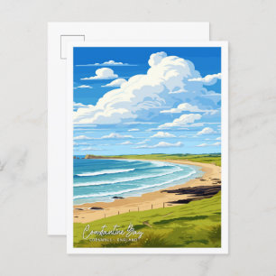 Carte Postale Illustration Constantine Bay Cornwall Art Travel