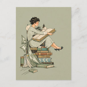 Carte Postale Illustration d'amateur de livres anciens