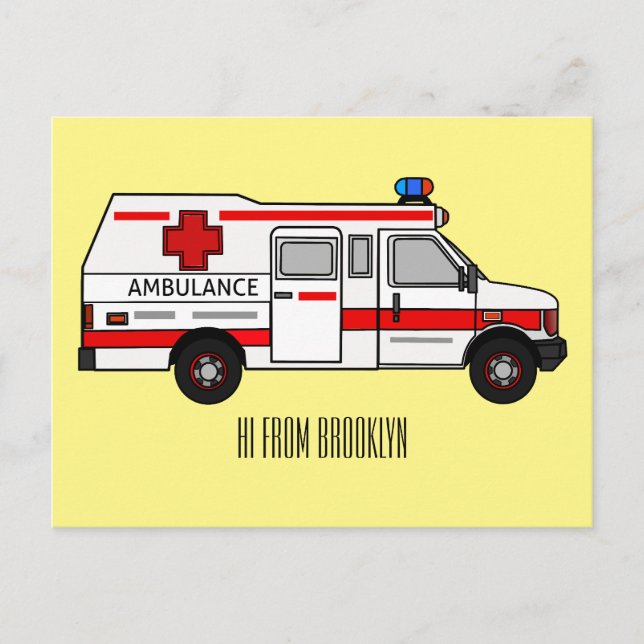 Carte Postale Illustration d'ambulance (Devant)