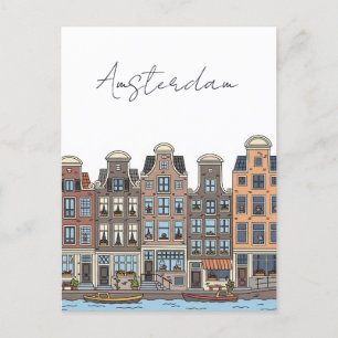 Carte Postale Illustration d'Amsterdam Pays-Bas