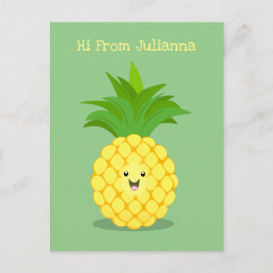 Carte Postale Illustration d'ananas mignon