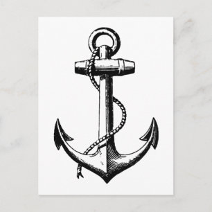 Carte Postale Illustration d'ancre nautique vintage