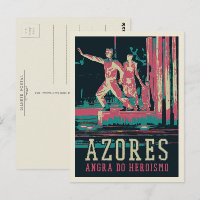 Carte Postale Illustration d'Angra do Heroismo Portugal (Devant / Derrière)