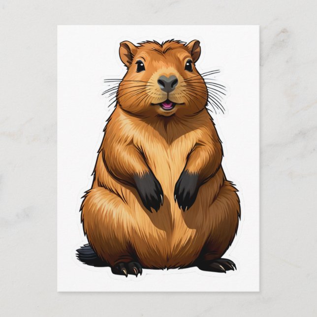 Carte Postale Illustration d'animal de rongeur de Capybara migno (Devant)