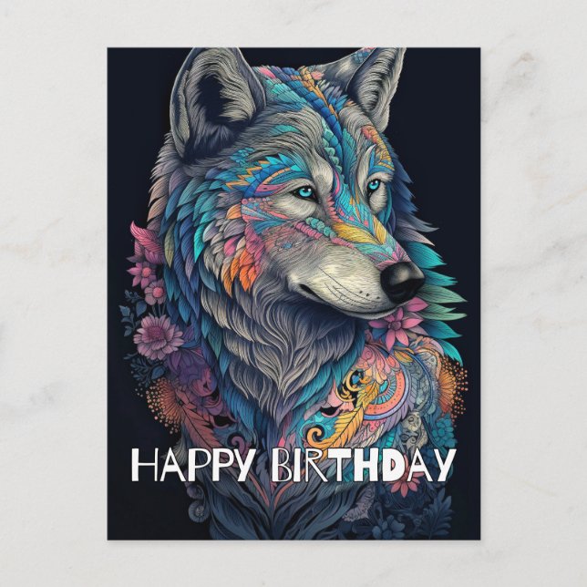 Carte Postale Illustration d'anniversaire Hunter Wolf (Devant)