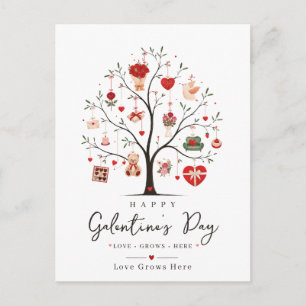 Carte Postale Illustration d'arbre de cœur pour la Saint-Valenti