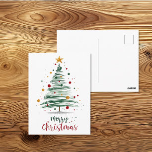 Carte Postale Illustration d'arbre de Noël moderne joyeux
