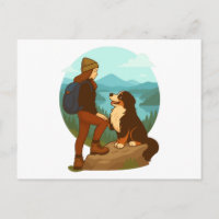 Illustration d'aventure de fille et de chien de mo