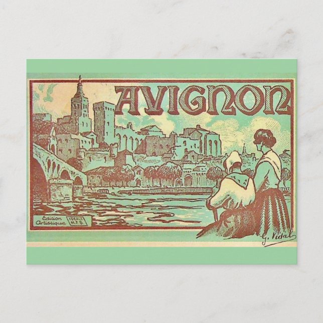 Carte postale illustration d'Avignon France (Devant)