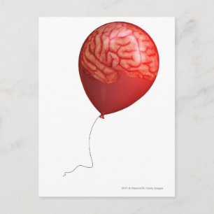 Carte Postale Illustration de ballon avec un cerveau superposé