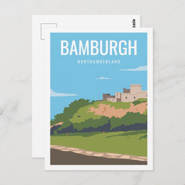 Carte Postale Illustration de Bamburg Northumberland Travel Plac (Devant / Derrière)