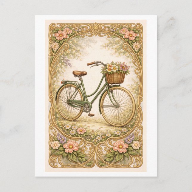Carte Postale Illustration de bicyclette de style vintage (Devant)