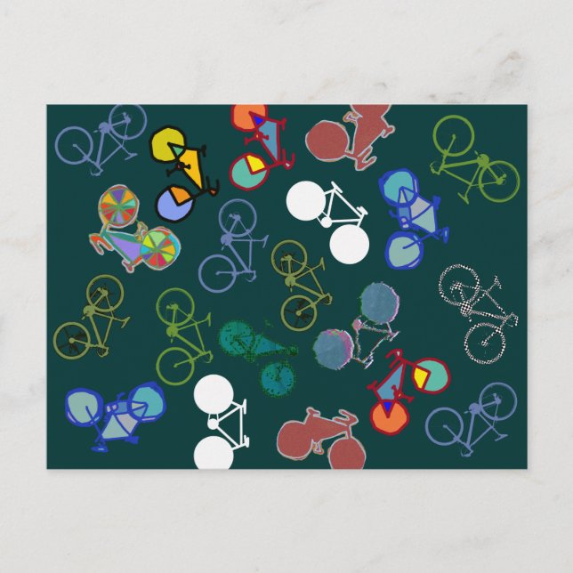 Carte Postale illustration de bicyclettes (Devant)