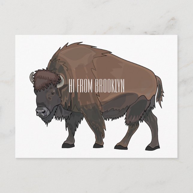 Carte Postale Illustration de bison (Devant)