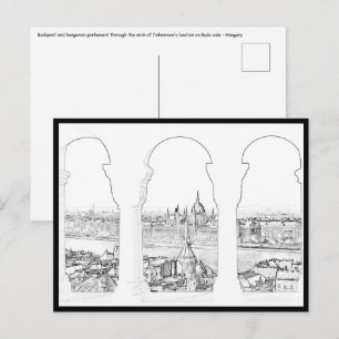 Carte Postale Illustration de Budapest et parlement hongrois