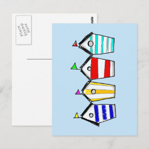 Carte Postale Illustration de cabane de plage colorée