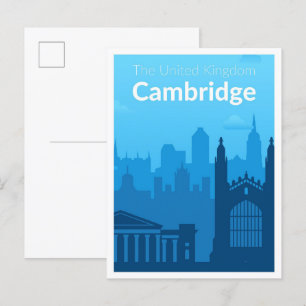 Carte Postale Illustration de Cambridge England, Vintage voyage 