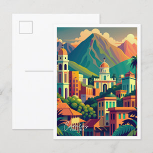 Carte Postale Illustration de Caracas Venezuela Art Vintage voya