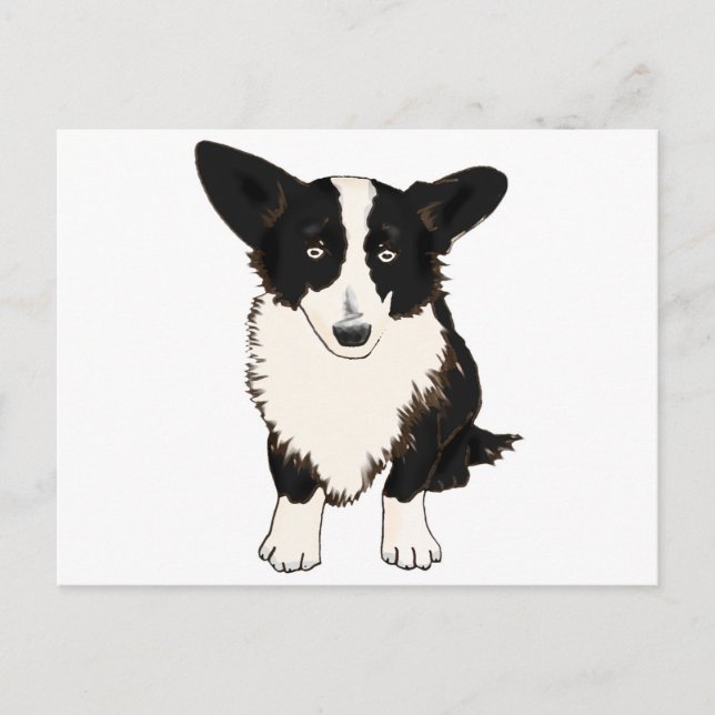 Carte Postale Illustration de Cardigan Welsh Corgi (Devant)