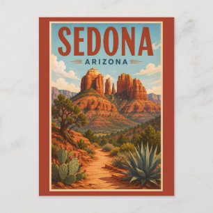 Carte Postale Illustration de Cathedral Rock à Sedona, Arizona,