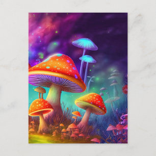 Carte Postale Illustration de champignon psychédélique