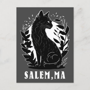 Carte Postale Illustration de chat noir   Salem