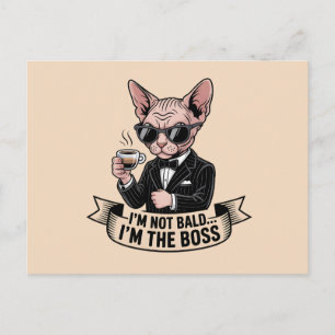 Carte Postale Illustration de chat Sphynx café patron
