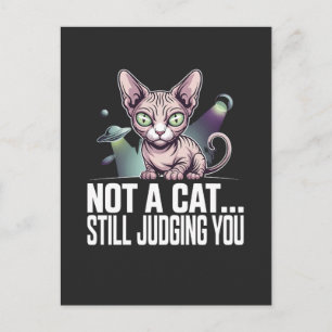Carte Postale Illustration de chat Sphynx extraterrestre sarcast