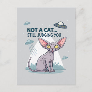 Carte Postale Illustration de chat Sphynx OVNI Sarcasme Art de d