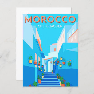 Carte Postale Illustration de Chefchaouen Morocco Vintage voyage