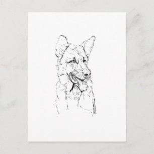 Carte Postale Illustration de chien personnalisée Berger Alleman