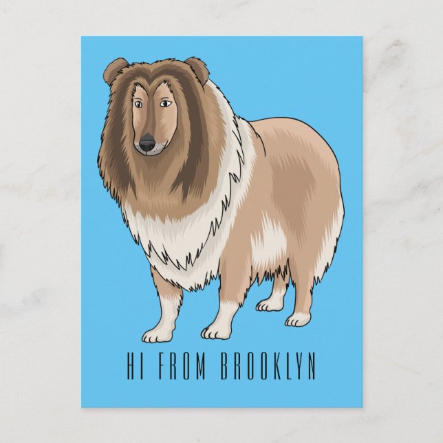 Carte Postale Illustration de chien Rough collie (Devant)