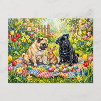 Carte Postale Illustration de chiens balais de Pâques fantaisist