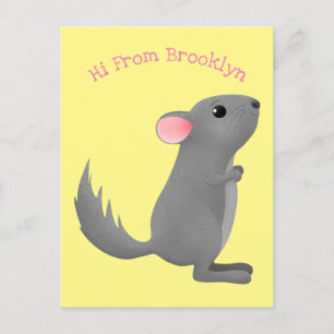 Carte Postale Illustration de chinchilla gris mignon