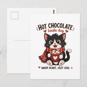 Carte Postale Illustration de Chocolat Chaud pour Chat Cozy