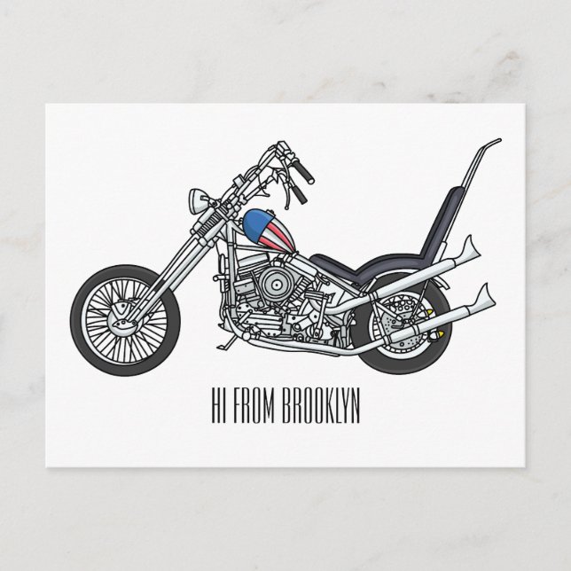 Carte Postale Illustration de Chopper Motorcycle 1950 (Devant)