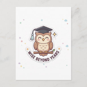 Carte Postale Illustration de chouette de chapeau de remise de d