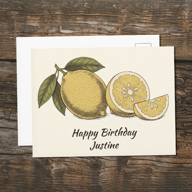 Carte Postale Illustration de citron vintage (Vintage Lemon Illustration Postcard)