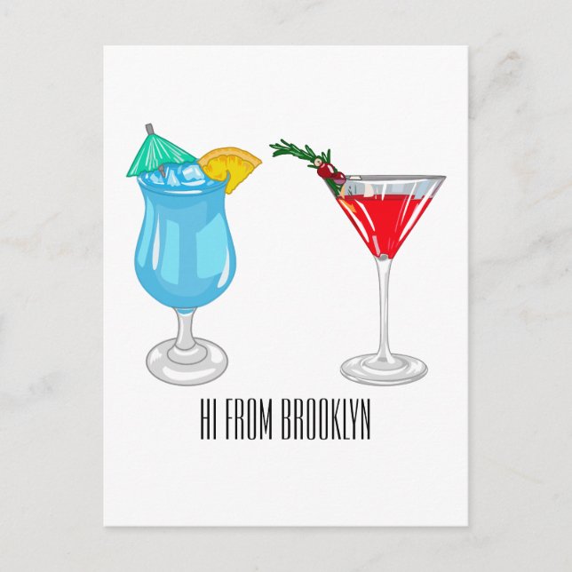 Carte Postale Illustration de cocktail (Devant)