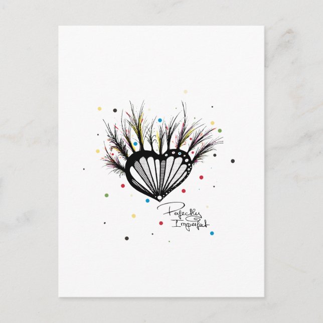 Carte Postale Illustration de coeur d'AMOUR parfaitement imparfa (Devant)