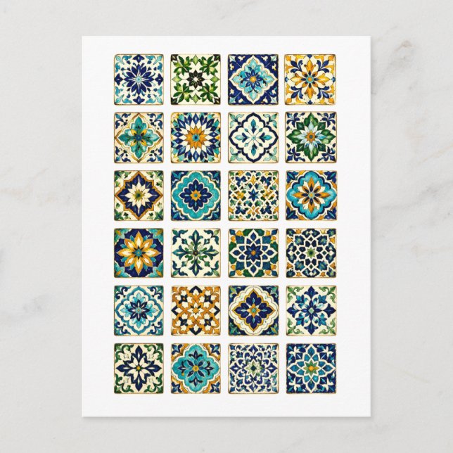 Carte Postale Illustration de collage de carreaux marocains (Devant)