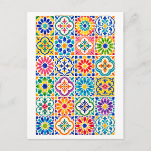 Carte Postale Illustration de collage de carreaux marocains arc-