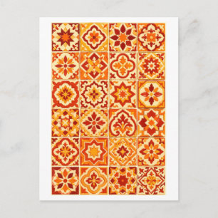Carte Postale Illustration de collage de carreaux marocains roug