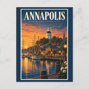 Carte Postale Illustration de coucher de soleil à Annapolis Mary