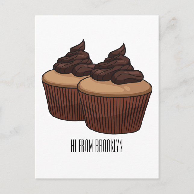 Carte Postale Illustration de Cupcake (Devant)