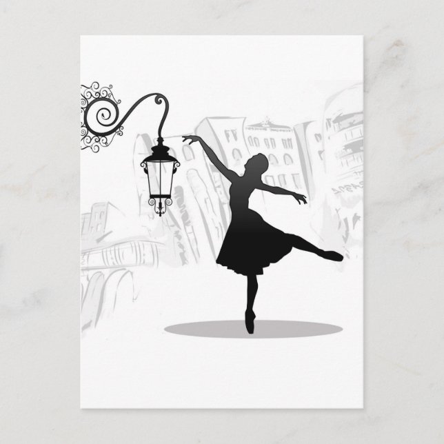 Carte Postale Illustration de danse Ballerina (Devant)