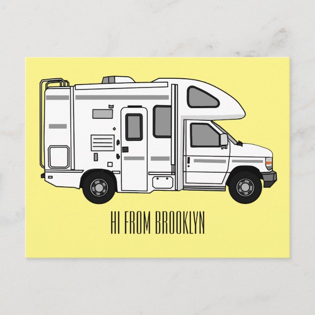 Carte Postale Illustration de dessin animé Campervan (Devant)